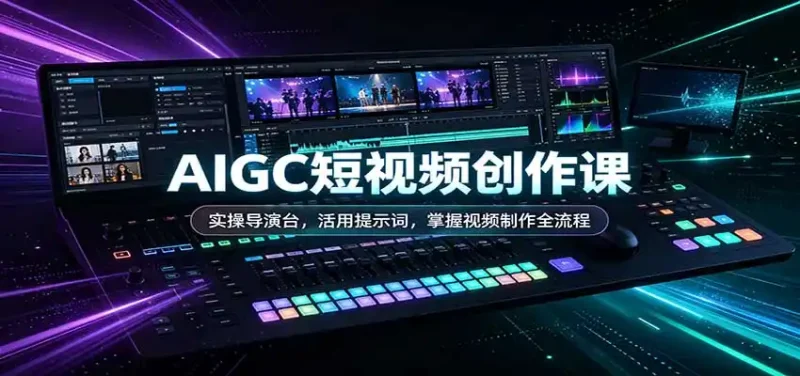 AIGC短视频创作课：实操导演台，活用提示词，掌握视频制作全流程-大伟资源网