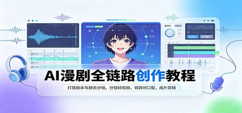 AI漫剧全链路创作教程：打磨剧本与静态分镜，分镜转视频，调音对口型，成片剪辑-大伟资源网