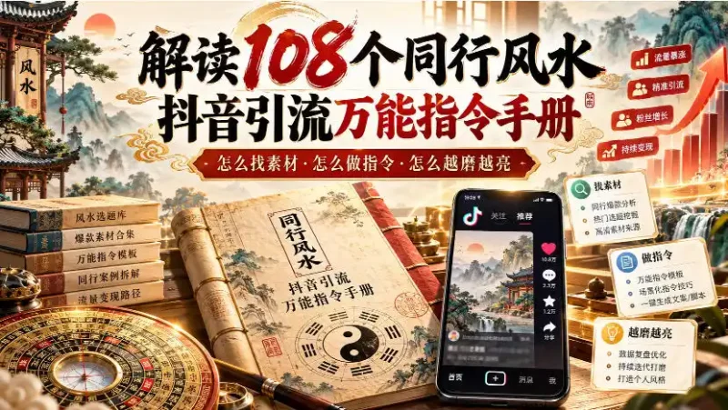 解读108个同行风水抖音引流万能指令手册，怎么找素材·怎么做指令·怎么越磨越亮【文档】-大伟资源网