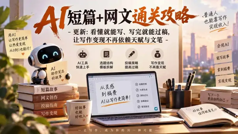 AI短篇+网文通关攻略-更新1009：看懂就能写、写完就能过稿，让写作变现不再依赖天赋与文笔-大伟资源网