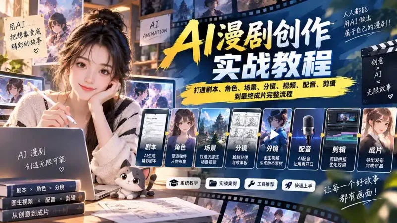 2026 AI漫剧创作实战教程：打通剧本、角色、场景、分镜、视频、配音、剪辑到最终成片完整流程-大伟资源网