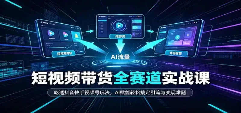 短视频带货全赛道：吃透抖音快手视频号玩法，AI赋能轻松搞定引流与变现难题-大伟资源网