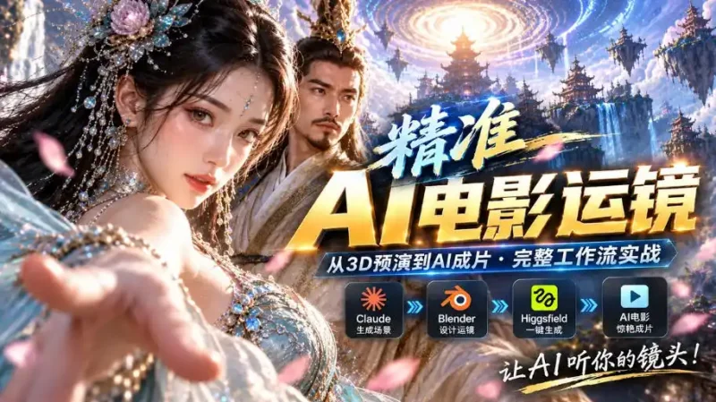 AI视频终于能精准运镜了！Claude+Blender+Higgsfield免费插件实测-大伟资源网