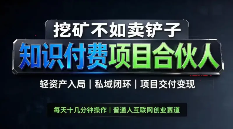 挖矿不如卖铲子，2026最新知识付费全套玩法，轻资产入局|私域闭环|项目交付变现【揭秘】-大伟资源网