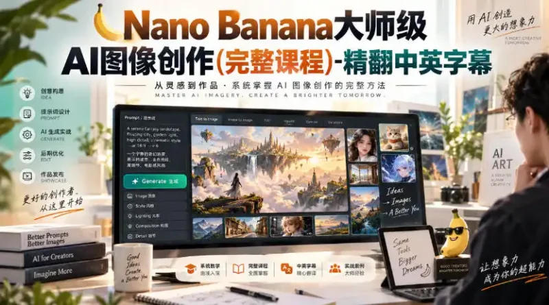 【无水印】Nano Banana大师级AI图像创作(完整课程)-精翻中英字幕-大伟资源网