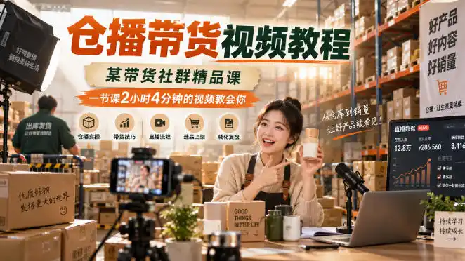 仓播带货视频教程，某带货社群精品课，一节课2小时4分钟的视频教会你-大伟资源网