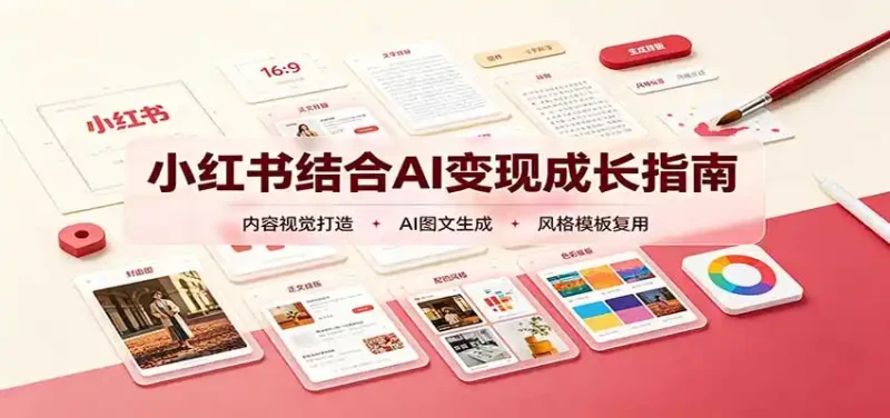 小红书结合AI变现成长指南:账号精准定位,内容视觉打造,搭建可复制流量获客体系-大伟资源网