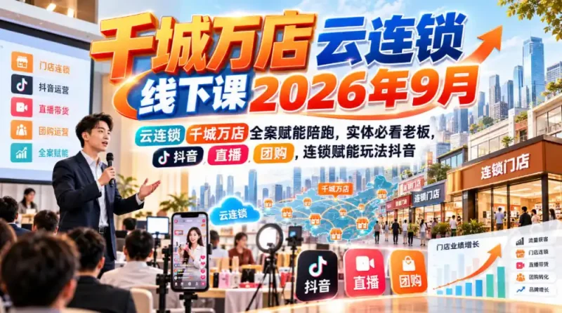 千城万店云连锁线下课2026年9月，云连锁千城万店全案赋能陪跑，实体必看老板，抖音，直播，团购，连锁赋能玩法抖音-大伟资源网