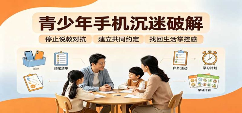 青少年手机沉迷破解：跳出管控说教思维，六步法引导孩子夺回注意力掌控权-大伟资源网
