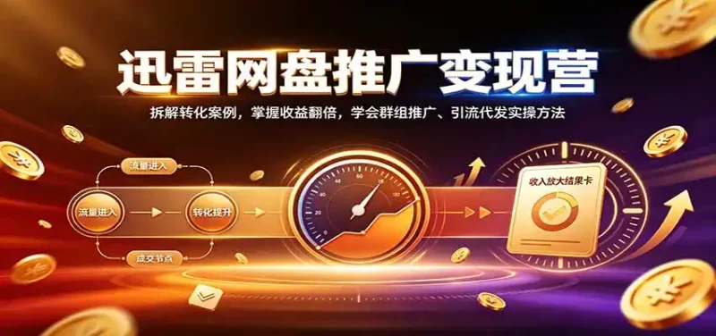迅雷网盘推广变现营：拆解转化案例，掌握收益翻倍，学会群组推广、引流代发实操方法-大伟资源网