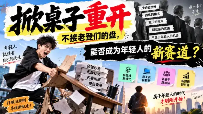 某公众号付费文章：掀桌子重开，不接老登们的盘，能否成为年轻人的新赛道？-大伟资源网