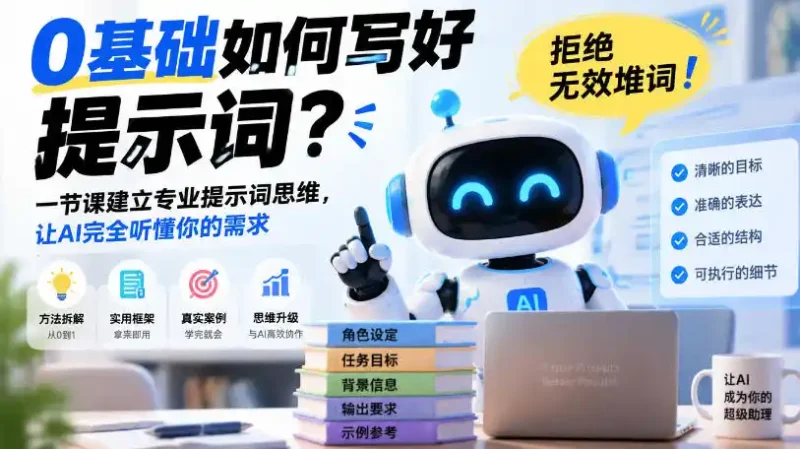 0基础如何写好提示词，拒绝无效堆词！一节课建立专业提示词思维，让AI完全听懂你的需求-大伟资源网