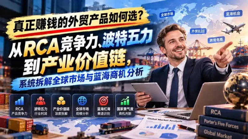 真正赚钱的外贸B2B产品如何选？从RCA竞争力、波特五力到产业价值链，系统拆解全球市场与蓝海商机分析-大伟资源网