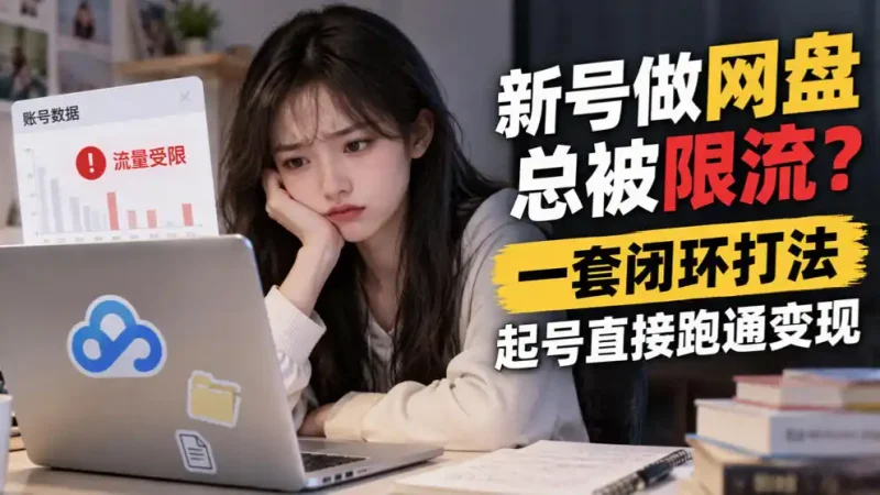 新号做网盘总被限流？一套闭环打法，起号直接跑通变现-大伟资源网