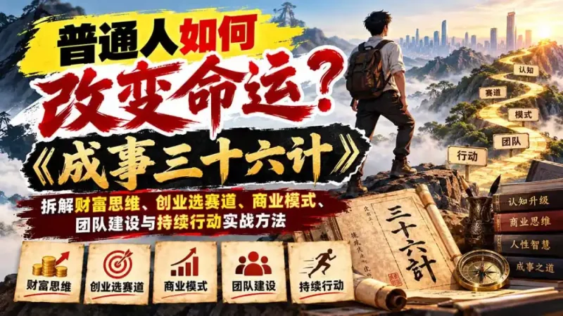 普通人如何改变命运？《成事三十六计》拆解财富思维、创业选赛道、商业模式、团队建设与持续行动实战方法-大伟资源网