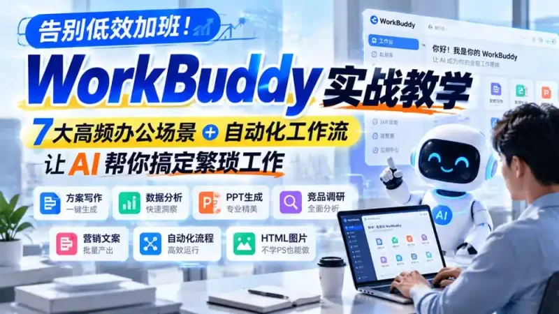 告别低效加班！WorkBuddy实战教学，7大高频办公场景＋自动化工作流，让AI帮你搞定繁琐工作-大伟资源网