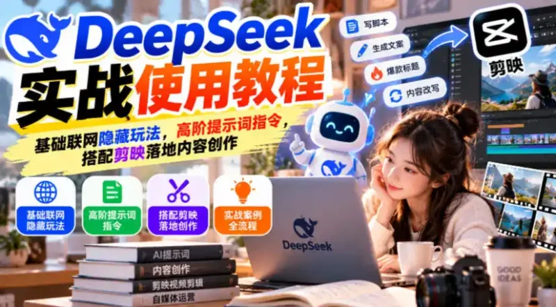 DeepSeek实战使用教程｜基础联网隐藏玩法，高阶提示词指令，搭配剪映落地内容创作-大伟资源网