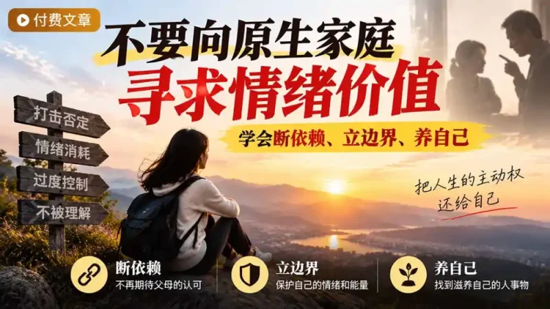 付费文章：不要向原生家庭寻求情绪价值，学会断依赖、立边界、养自己-大伟资源网
