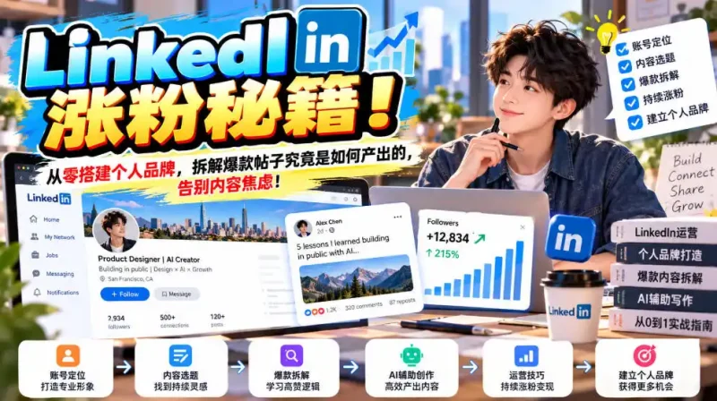 LinkedIn涨粉秘籍!从零搭建个人品牌,拆解爆款帖子究竟是如何产出的,告别内容焦虑!【原创双语字幕】-大伟资源网