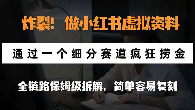 炸裂！做小红书虚拟资料，通过一个细分赛道疯狂捞金，全链路保姆级拆解，简单容易复刻-大伟资源网