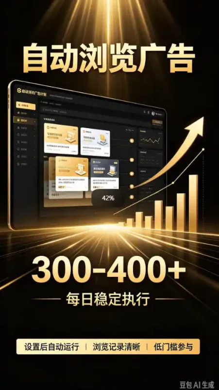 自动浏览广告计划，0门槛副业，日入300-400，躺賺稳定风口项目，无需人工操作，解放双手【揭秘】-大伟资源网