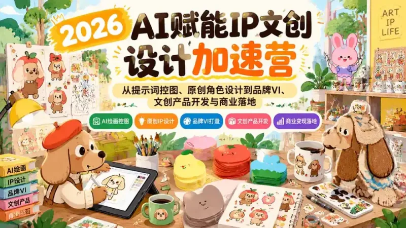 2026AI赋能IP文创设计加速营：从提示词控图、原创角色设计到品牌VI、文创产品开发与商业落地-大伟资源网