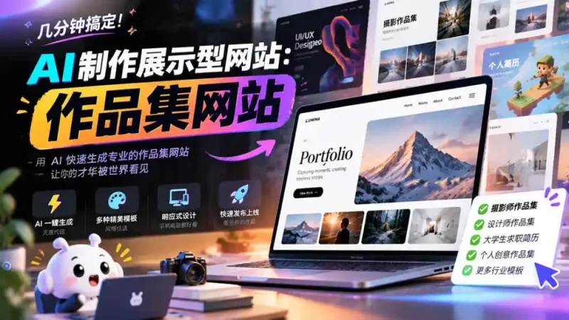 几分钟搞定，AI制作展示型网站制作：作品集网站，用AI快速生成专业的作品集网站，接单变现！-大伟资源网