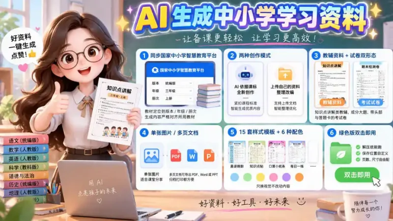 孩子的教辅别再乱买了：同步国家中小学智慧平台，AI一键生成图文教辅和试卷-大伟资源网