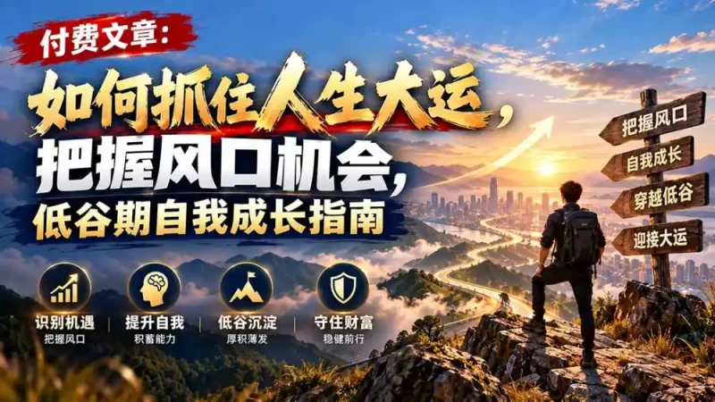 付费文章:如何抓住人生大运,把握风口机会,低谷期自我成长指南-大伟资源网