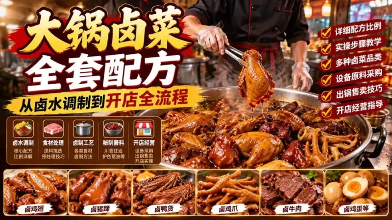 大锅卤菜全套配方，从卤水调制到开店全流程，感觉学会了去摆摊也不错-大伟资源网