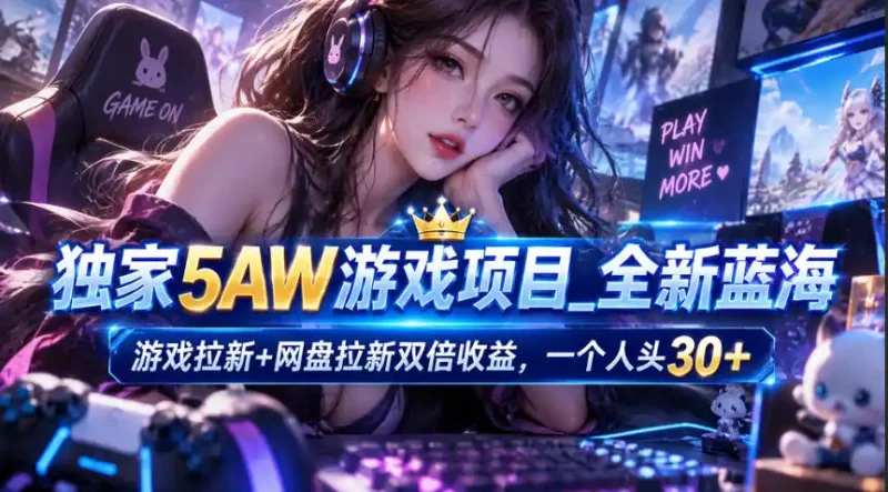 独家5AW游戏蓝海项目_游戏拉新+网盘拉新双倍收益，拉新一个30米-大伟资源网