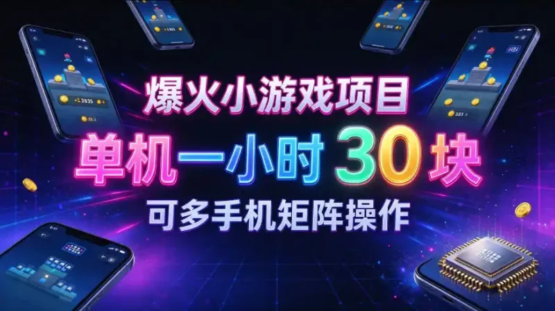 爆火小游戏撸金项目，实测单机一小时30+，可多手机矩阵操作，新手看完一遍就能上手【揭秘】-大伟资源网