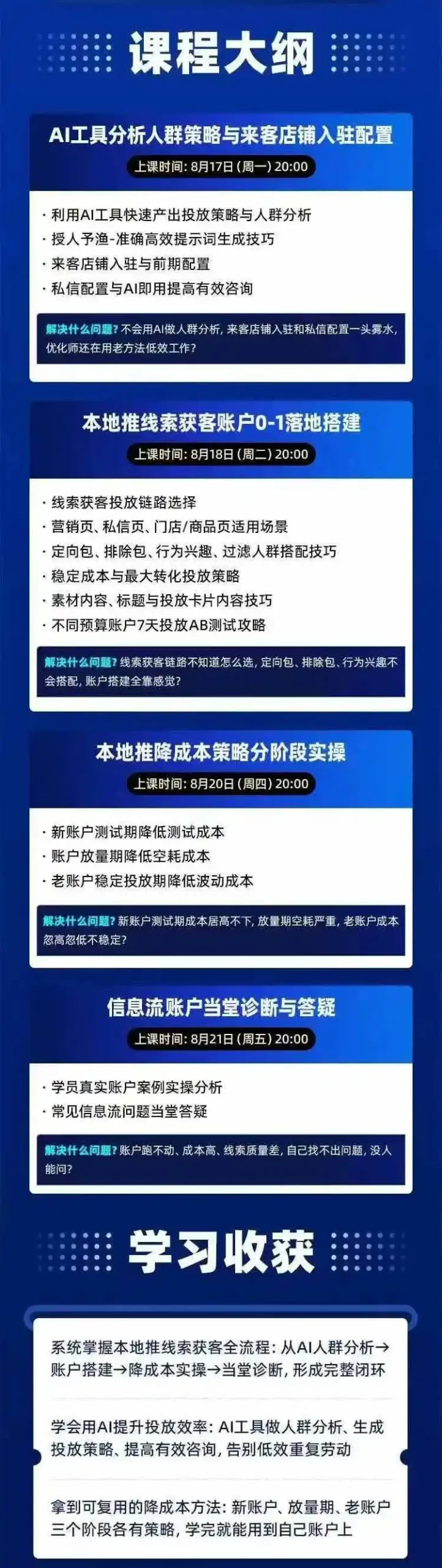 图片[2]-2026巨量AD本地推线索获客全流程实战课-33期更新1027：AI人群分析、账户搭建、7天测试、分阶段降本与投放优化-小创项目网