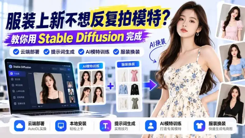 服装上新不想反复拍模特？教你用Stable Diffusion完成云端部署、提示词生成、AI模特训练与换装-大伟资源网