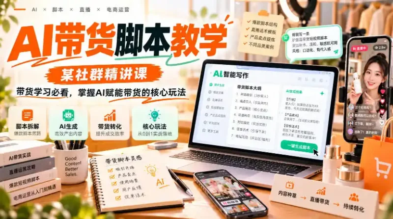 AI带货脚本教学，某社群精讲课，带货学习必看，掌握AI赋能带货的核心玩法-大伟资源网
