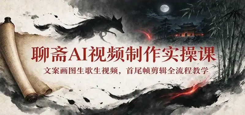 聊斋AI视频制作实操课：文案画图生歌生视频，首尾帧剪辑全流程教学-大伟资源网