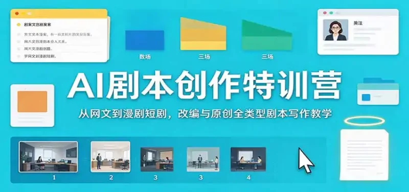 AI剧本创作特训营：从网文到漫剧短剧，改编与原创全类型剧本写作教学-大伟资源网