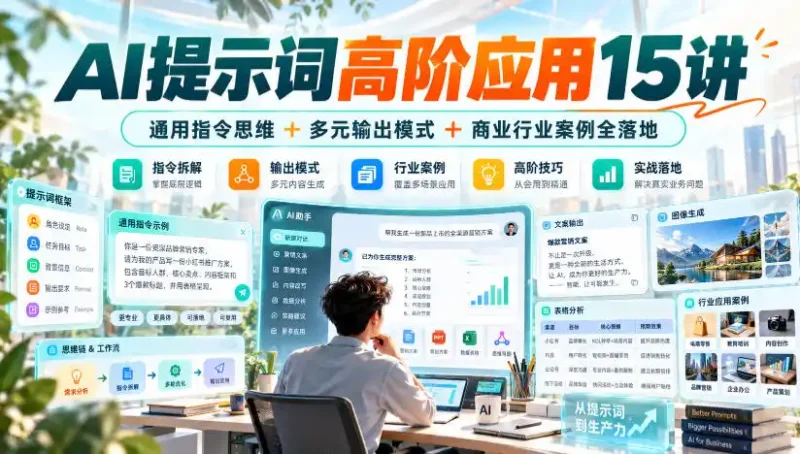 AI提示词高阶应用15讲｜通用指令思维+多元输出模式+商业行业案例全落地-大伟资源网