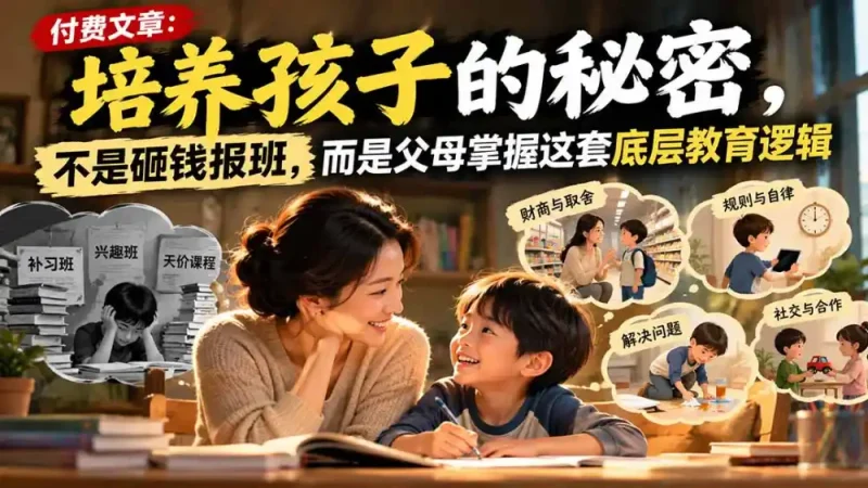 付费文章：培养孩子的秘密，不是砸钱报班，而是父母掌握这套底层教育逻辑-大伟资源网
