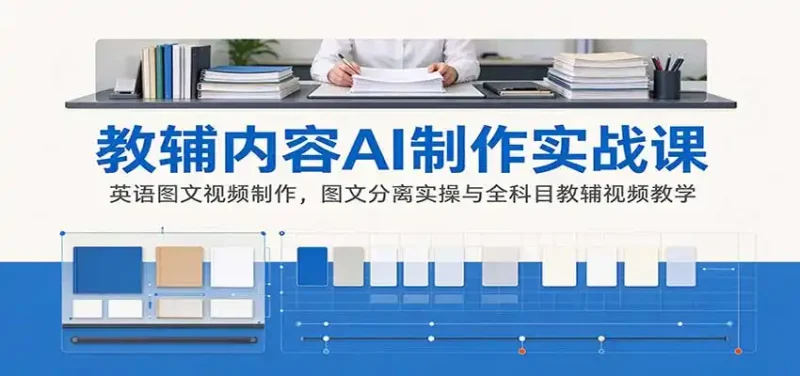 AI制作教辅内容实战课：英语图文视频制作，图文分离实操与全科目教辅视频教学-大伟资源网