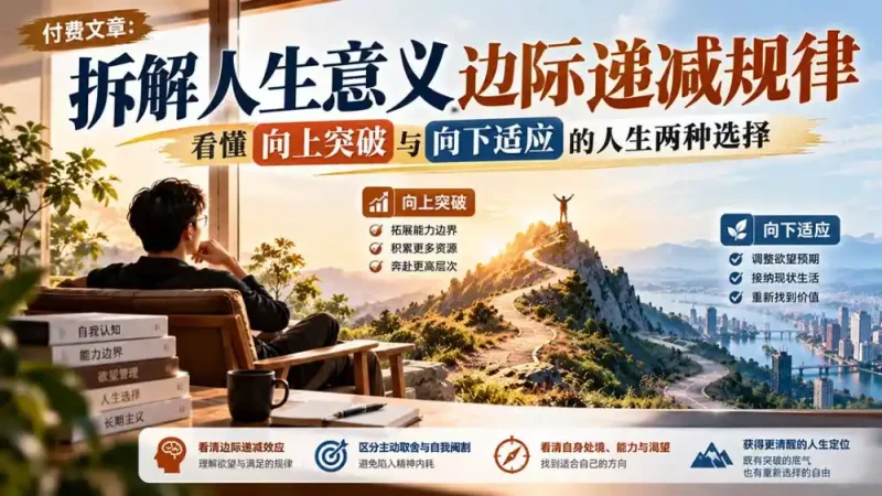 付费文章：拆解人生意义边际递减规律，看懂向上突破与向下适应的人生两种选择-大伟资源网