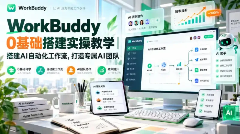 WorkBuddy 0基础搭建实操教学｜搭建AI自动化工作流，打造专属AI团队-大伟资源网