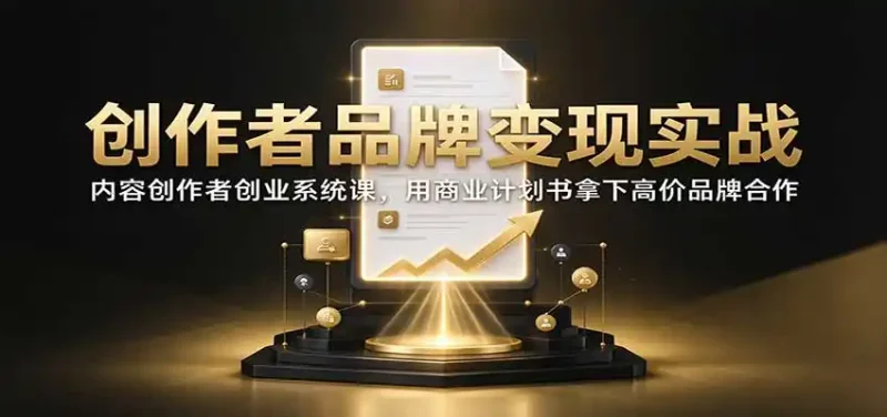 创作者品牌变现实战：内容创作者创业系统课，用商业计划书拿下高价品牌合作-大伟资源网