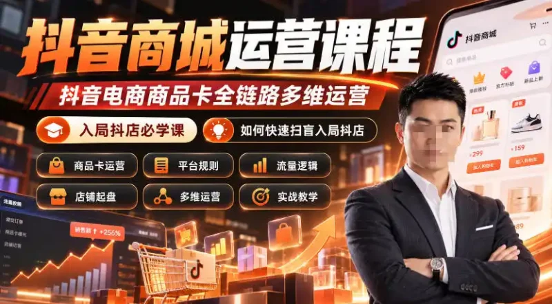 抖音商城运营课程，抖音电商商品卡全链路多维运营，入局抖店必学课， 如何快速扫盲入局抖店(更新1025)-大伟资源网