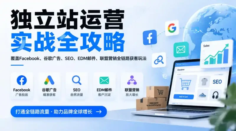独立站运营实战全攻略，覆盖Facebook、谷歌广告、SEO、EDM邮件、联盟营销全链路获客玩法(更新2026)-大伟资源网