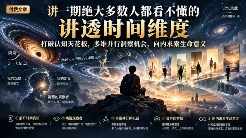 付费文章：讲一期绝大多数人都看不懂的，讲透时间维度，打破认知天花板，多维并行洞察机会，向内求索生命意义-大伟资源网