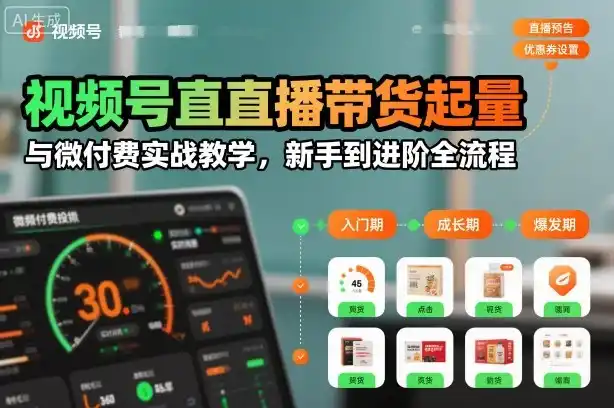 视频号直播带货起量与微付费实战教学，新手到进阶全流程(更新26年10月)-大伟资源网
