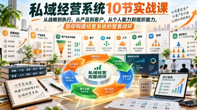 私域经营系统10节实战课，从战略到执行，从产品到客户，从个人能力到组织能力，助你构建经营系统的整套闭环-大伟资源网