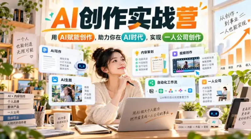 AI创作实战营，用AI赋能创作，助力你在AI时代，实现一人公司创作(更新)-大伟资源网
