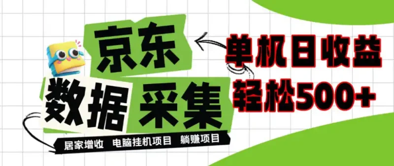 闲置电脑变现！单机单天收益500+，京东数据采集优化，全天纯挂G【揭秘】-大伟资源网